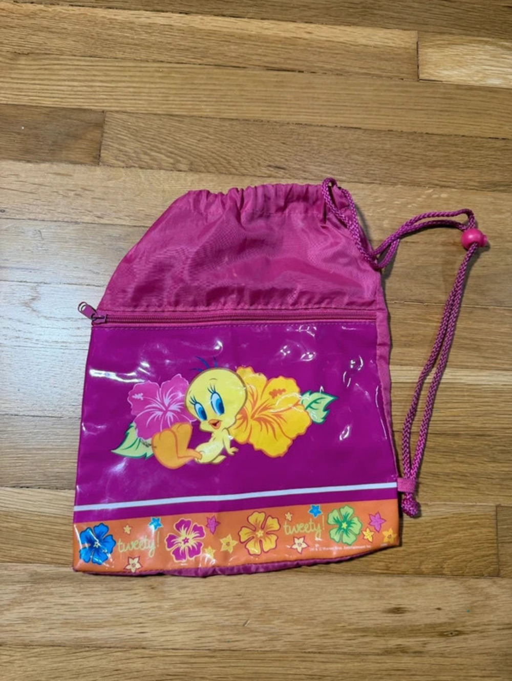 Vintage 2000s Tweety Bird Small Cinch Childs Pink Backpack